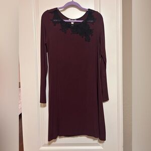 ♥️💤 Soma Cool Nights Burgundy Sleep Dress Nightgown & Black Lace detail 💤♥️